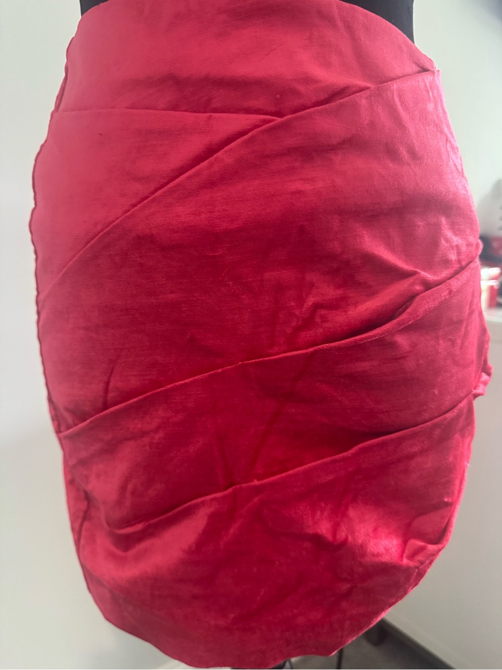 NBD Red Satin Mini Skirt